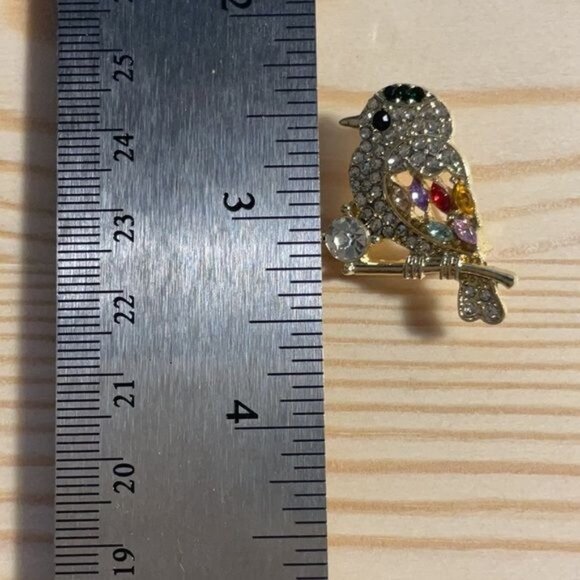 Colorful Crystal Bird Brooch Pin Jeweled Rhinestone Animal Jewelry Accessory Gol - Picture 4 of 4